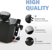 DURAFORCE Car Universal 1L Engine Radiator Coolant Overflow Tank Expansion Reservoir Black