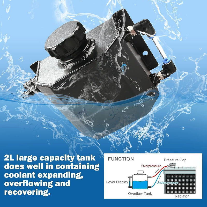 DURAFORCE Car Universal 1L Engine Radiator Coolant Overflow Tank Expansion Reservoir Black
