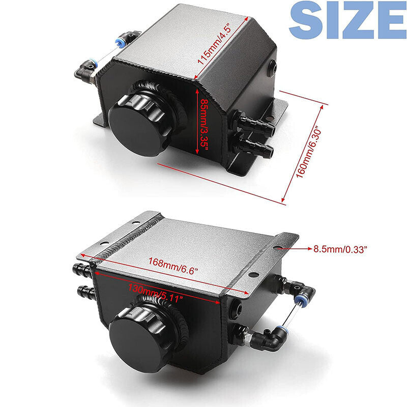 DURAFORCE Car Universal 1L Engine Radiator Coolant Overflow Tank Expansion Reservoir Black