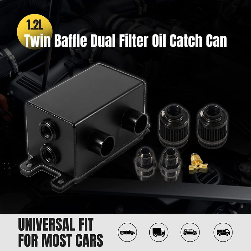 DURAFORCE 2 Port Series Racing Oil Catch Can Breather Tank - 10AN For Civic Integra EK EG