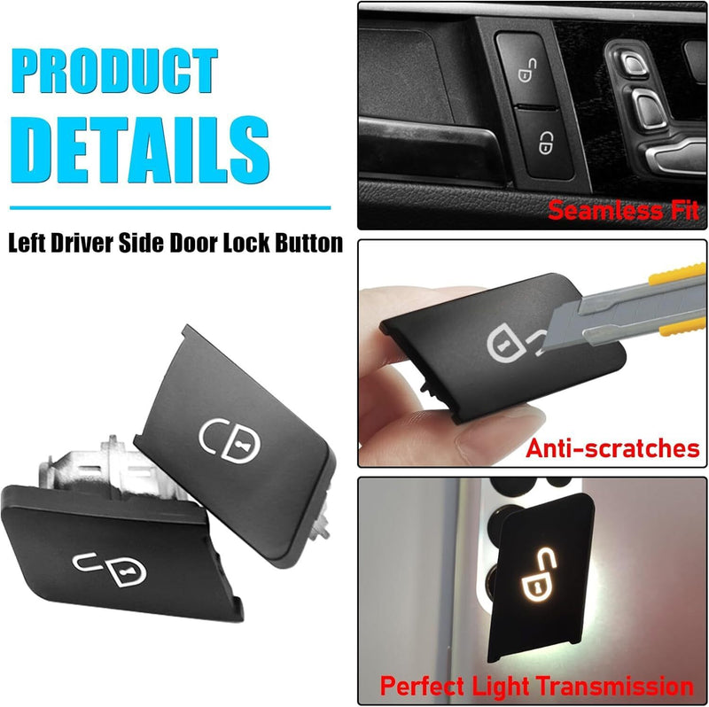 DURAFORCE Door Lock Switch Button Driver Side For Mercedes-Benz C-Class W204 Sedan 2007-14