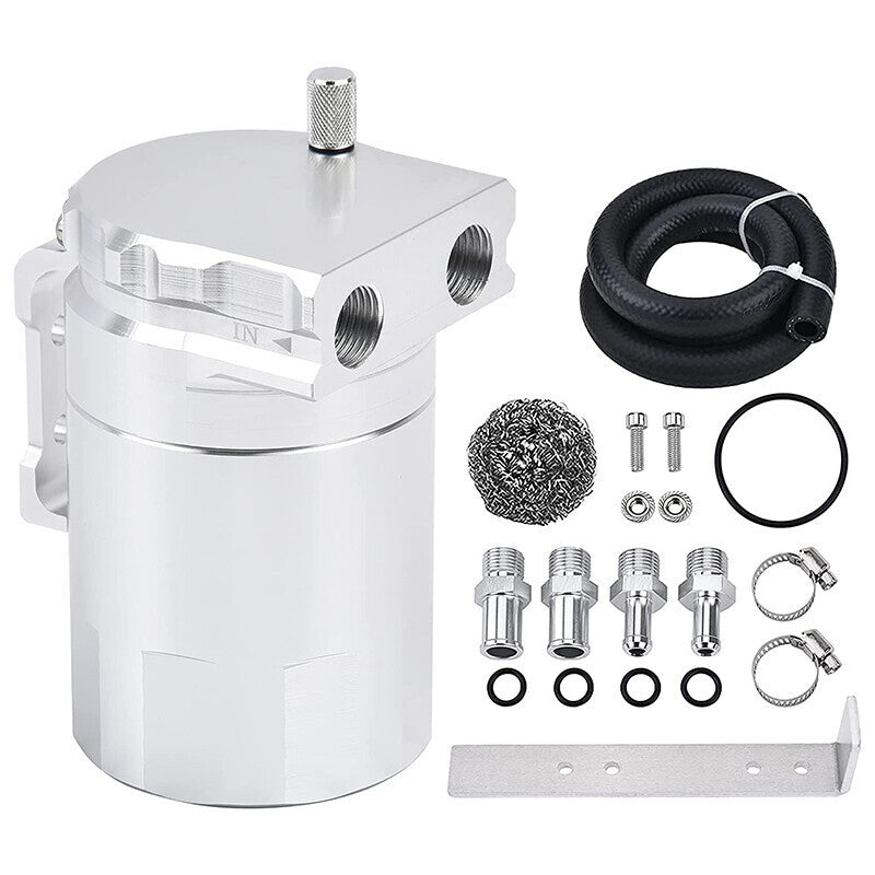 DURAFORCE Oil Catch Can Kit Reservoir Baffled Tank & Breather Filter Universal Aluminum US