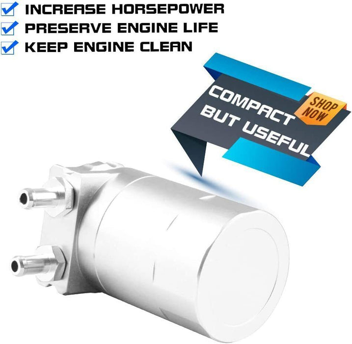 DURAFORCE Oil Catch Can Kit Reservoir Baffled Tank & Breather Filter Universal Aluminum US