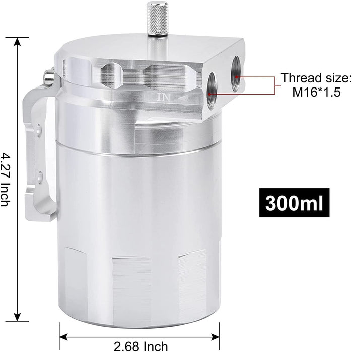 DURAFORCE Oil Catch Can Kit Reservoir Baffled Tank & Breather Filter Universal Aluminum US