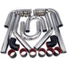 DURAFORCE 2.5" Inch 63mm Polished Aluminum Intercooler Pipe Kit + Hose + Clamp Universal