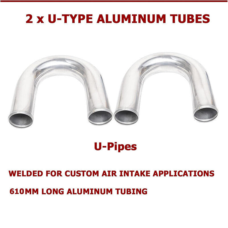 DURAFORCE 2.5" Inch 63mm Polished Aluminum Intercooler Pipe Kit + Hose + Clamp Universal