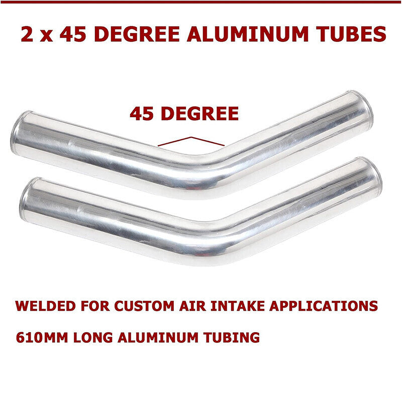 DURAFORCE 2.5" Inch 63mm Polished Aluminum Intercooler Pipe Kit + Hose + Clamp Universal