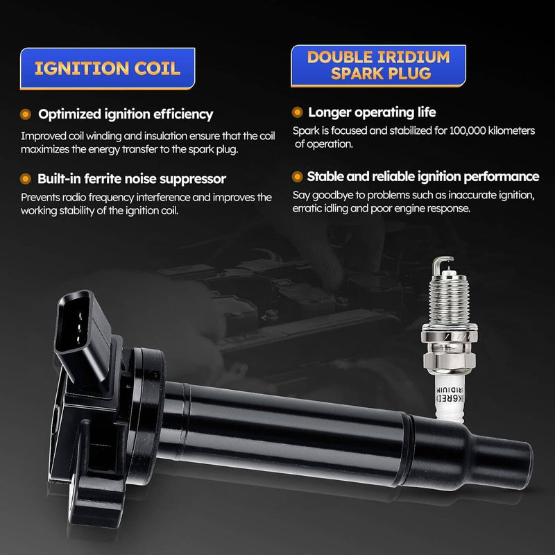 DURAFORCE 8 x Ignition Coil & Iridium Spark Plug For Toyota 4Runner Sequoia Tundra 4.7L