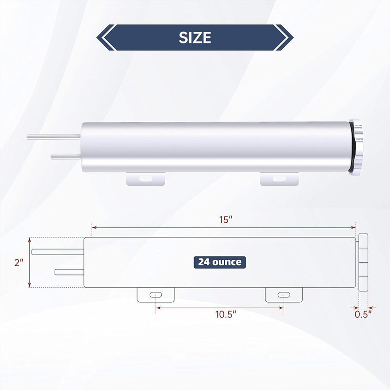 DURAFORCE 2" X 15" Polished Stainless Steel 24 OZ Radiator Coolant Over Flow Tank Can Part