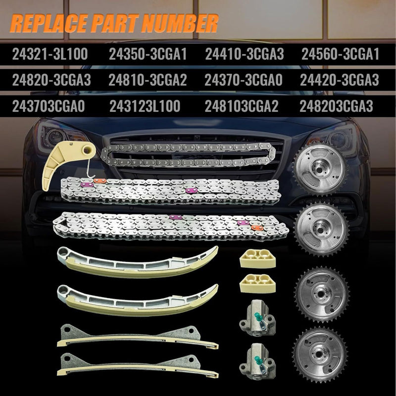 DURAFORCE Engine Timing Chain Kit For Hyundai KIA Santa Fe Sorento Azera 3.8 24410-3CGA