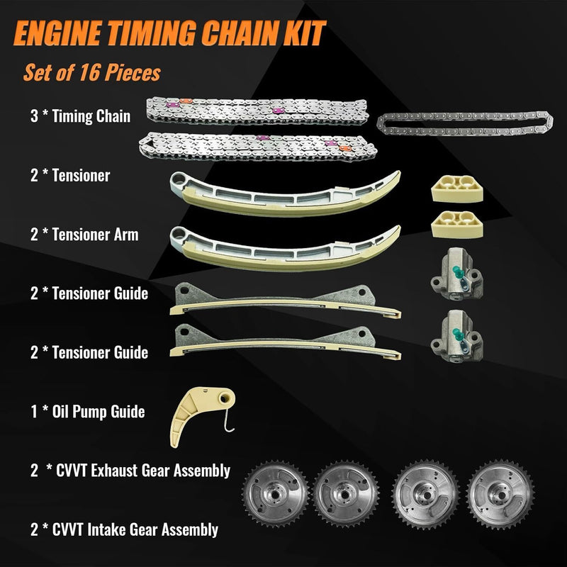DURAFORCE Engine Timing Chain Kit For Hyundai KIA Santa Fe Sorento Azera 3.8 24410-3CGA