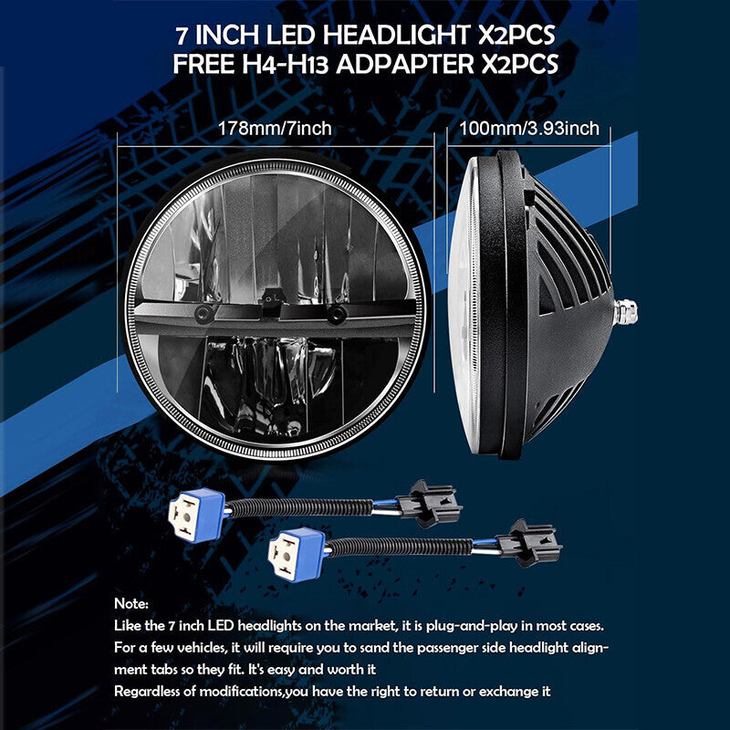 DURAFORCE Pair 7"inch Round LED Headlights Turn Signal For Chevy Truck 1947-1957