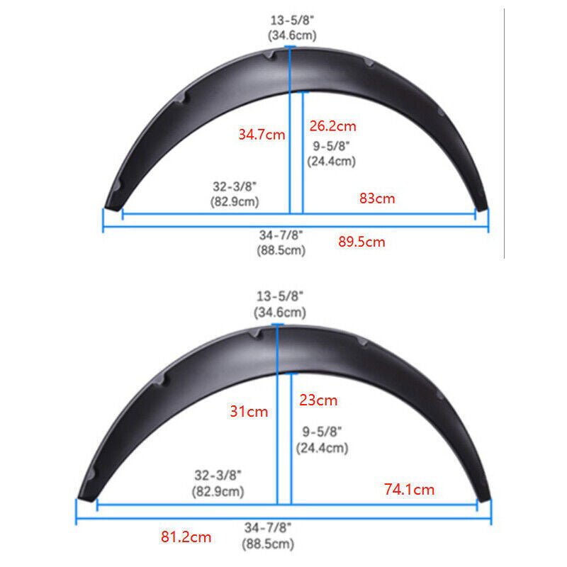 DURAFORCE 4X Universal Balck Fender Flares Polyurethane Wide Car Wheel Arches Body Kit