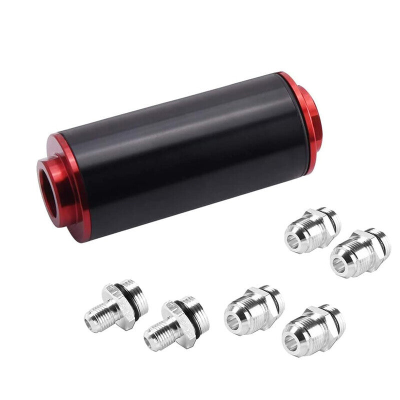 DURAFORCE 58mm Inline Fuel Filter AN6 AN8 AN10 100 Micron Reusable Element Universal E85
