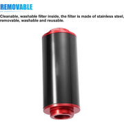 DURAFORCE 58mm Inline Fuel Filter AN6 AN8 AN10 100 Micron Reusable Element Universal E85