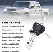 DURAFORCE Ignition Key Switch Cylinder Kit with 2 Keys and Door Locks For 01-07 Chevrolet