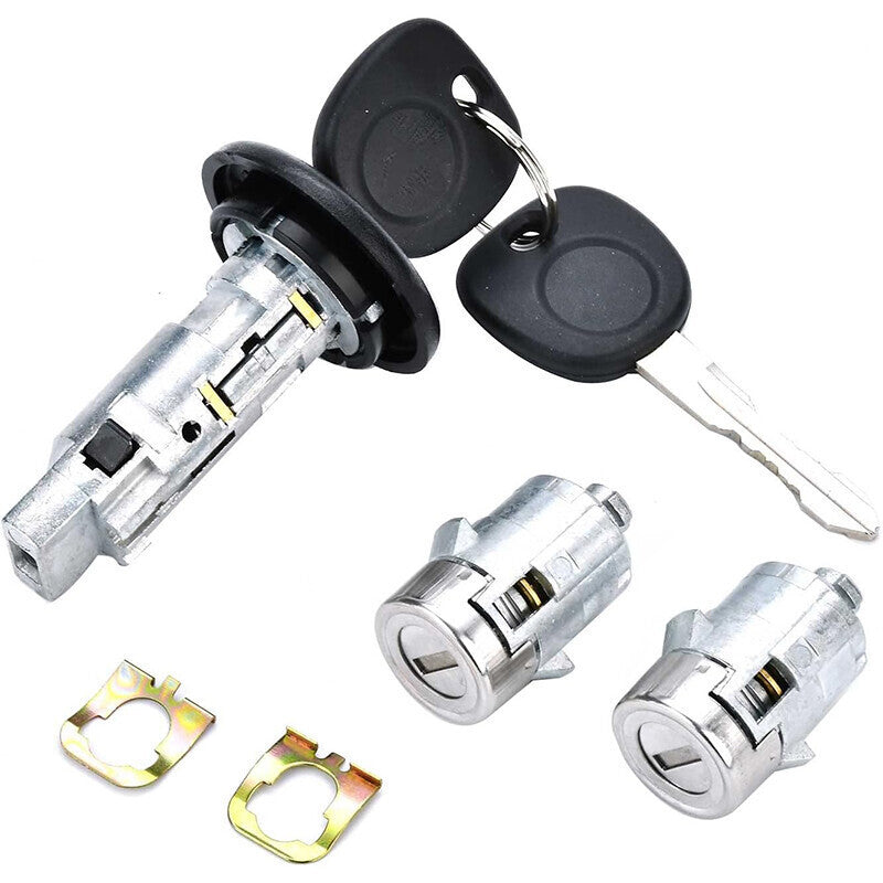 DURAFORCE Ignition Key Switch Cylinder Kit with 2 Keys and Door Locks For 01-07 Chevrolet