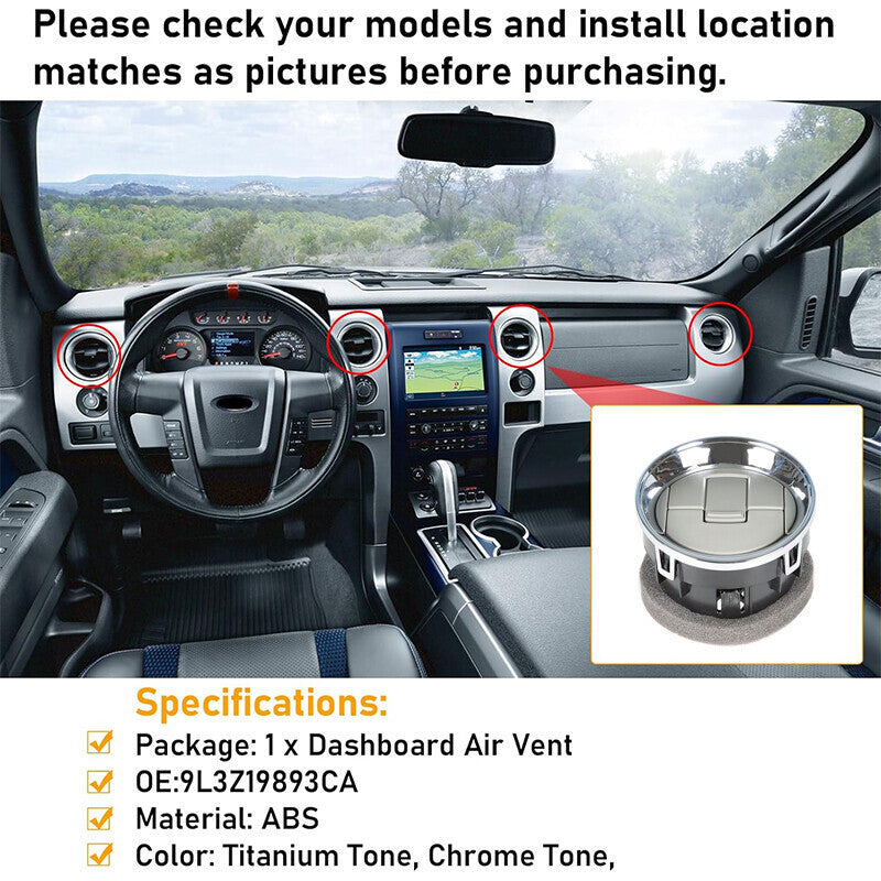 DURAFORCE For Ford 2009-2014 F-150 Dash Ac Heater-Air Outlet Louver Vent 9L3Z19893AA SL