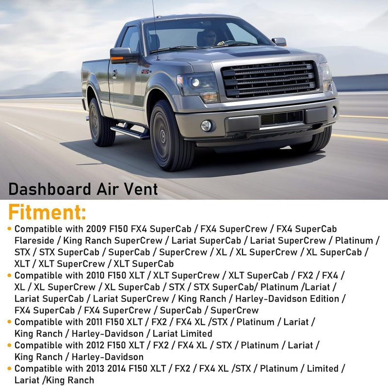 DURAFORCE For Ford 2009-2014 F-150 Dash Ac Heater-Air Outlet Louver Vent 9L3Z19893AA SL