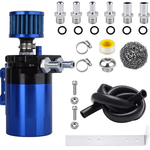 DURAFORCE 2 Port Universal Aluminum Oil Catch Can Kit Reservoir Tank with Breather Filter