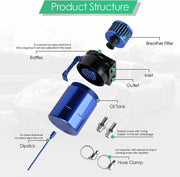 DURAFORCE 2 Port Universal Aluminum Oil Catch Can Kit Reservoir Tank with Breather Filter