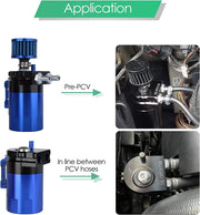 DURAFORCE 2 Port Universal Aluminum Oil Catch Can Kit Reservoir Tank with Breather Filter