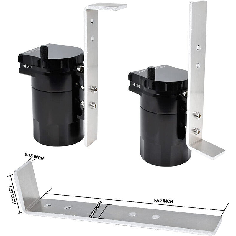 DURAFORCE 2 Port Universal Aluminum Oil Catch Can Kit Reservoir Tank with Breather Filter