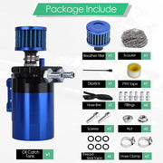 DURAFORCE 2 Port Universal Aluminum Oil Catch Can Kit Reservoir Tank with Breather Filter