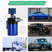 DURAFORCE 2 Port Universal Aluminum Oil Catch Can Kit Reservoir Tank with Breather Filter