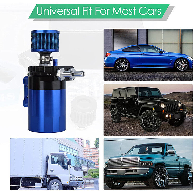 DURAFORCE 2 Port Universal Aluminum Oil Catch Can Kit Reservoir Tank with Breather Filter