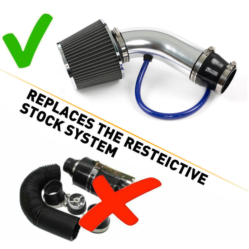 DURAFORCE Automotive 3" Universal Cold Air Intake Kit Induction Flow Pipe Kit Aluminium