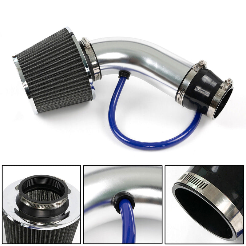 DURAFORCE Automotive 3" Universal Cold Air Intake Kit Induction Flow Pipe Kit Aluminium