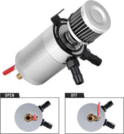DURAFORCE 2 Port Reservoir Baffled Tank Oil Catch Can with Drain Valve Breather Polished