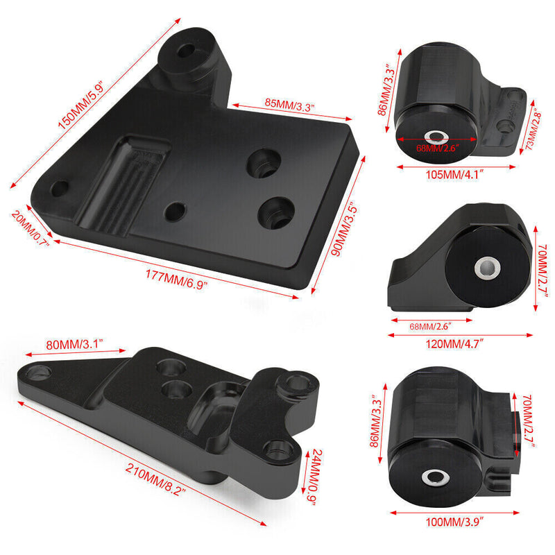 DURAFORCE Engine Mount Bracket K-Swap EK Chassis for 96 97 98 99 00 Civic K20 K24 Aluminum