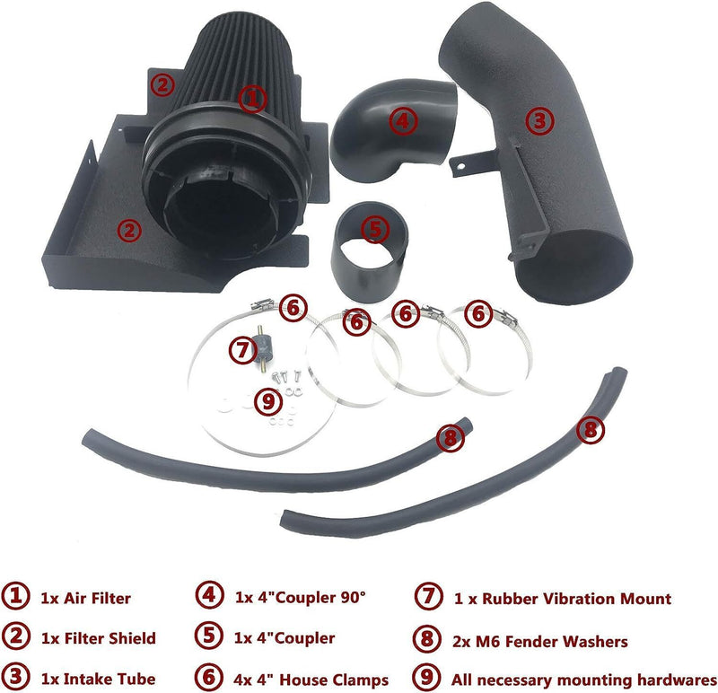 DURAFORCE Performance Cold Air Intake Filter Kit with Heat Shield for 99-06 GMC/Chevy V8 4