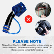 DURAFORCE 3'' Cold Air Intake Filter Induction Kit Pipe Power Flow Hose System Universal