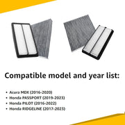 DURAFORCE 2Pcs PREMIUM COMBO AIR FILTER & CABIN AIR FILTER for HONDA Pilot 2016-2021 US