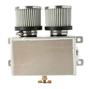 DURAFORCE 1.2L-10AN Oil Catch Can Baffled 2Port Reservoir Tank+Dual Breather Filter Sliver