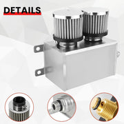 DURAFORCE 1.2L-10AN Oil Catch Can Baffled 2Port Reservoir Tank+Dual Breather Filter Sliver