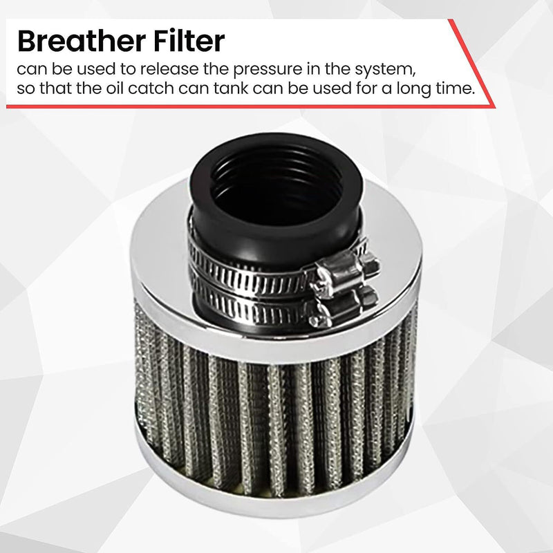 DURAFORCE 1.2L-10AN Oil Catch Can Baffled 2Port Reservoir Tank+Dual Breather Filter Sliver