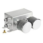 DURAFORCE 1.2L-10AN Oil Catch Can Baffled 2Port Reservoir Tank+Dual Breather Filter Sliver