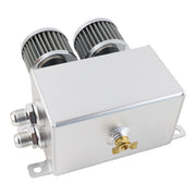 DURAFORCE 1.2L-10AN Oil Catch Can Baffled 2Port Reservoir Tank+Dual Breather Filter Sliver