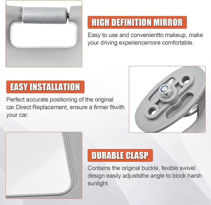 DURAFORCE 2X Interior Sun Visor Gray For 1996 1997 1998 1999-2001 Honda Civic LHD Sunvisor