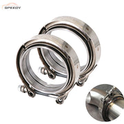 DURAFORCE 2 PCS 3.5" V-Band Flange & Clamp Kit Fit for Turbo Ex Pipes Stainless Steel
