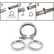 DURAFORCE 2 PCS 3.5" V-Band Flange & Clamp Kit Fit for Turbo Ex Pipes Stainless Steel