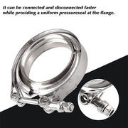 DURAFORCE 2 PCS 3.5" V-Band Flange & Clamp Kit Fit for Turbo Ex Pipes Stainless Steel