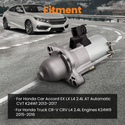 DURAFORCE New Starter Motor For Honda Car Accord 2.4L 13-17 Honda Truck CR-V 2.4L 15-16