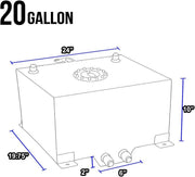 DURAFORCE High Quality 20 Gallon Aluminum Racing Drift Fuel Cell Tank w/ Level Sender Blue