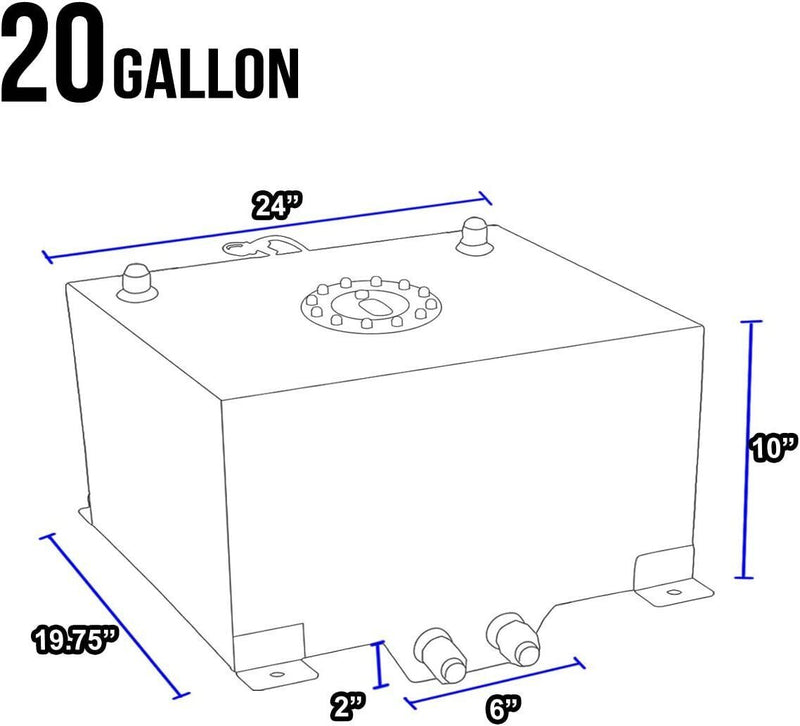 DURAFORCE High Quality 20 Gallon Aluminum Racing Drift Fuel Cell Tank w/ Level Sender Blue