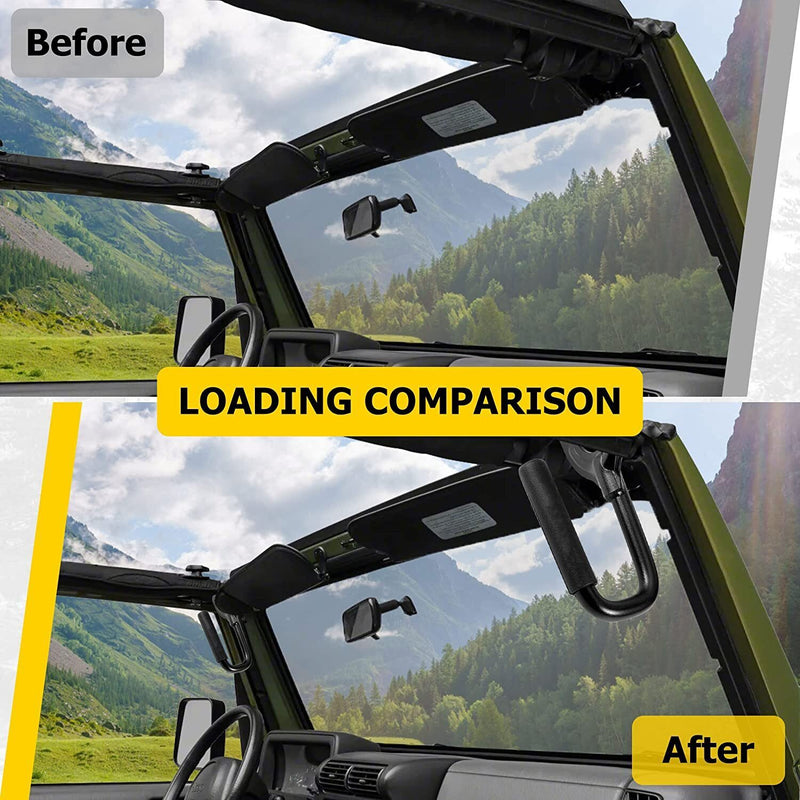 DURAFORCE Front Grab Handles Bars Fit for 1997-2006 Jeep Wrangler TJ & Unlimited-Black